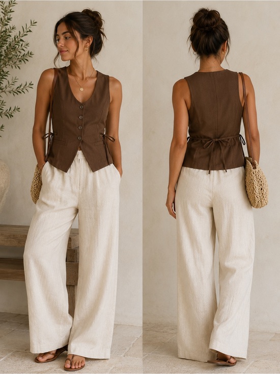 Zenana Outfitters Tops - Brown Button-Front Women's Vest